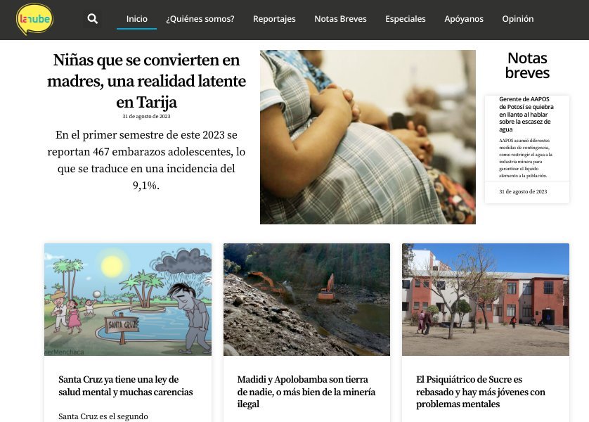 Screenshot of the La Nube website