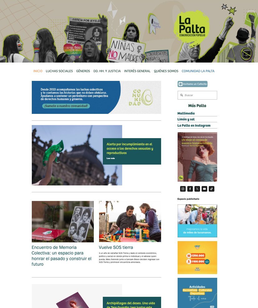 Screenshot of the La Palta website