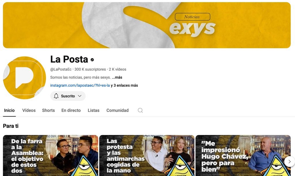 Screenshot of the La Posta website