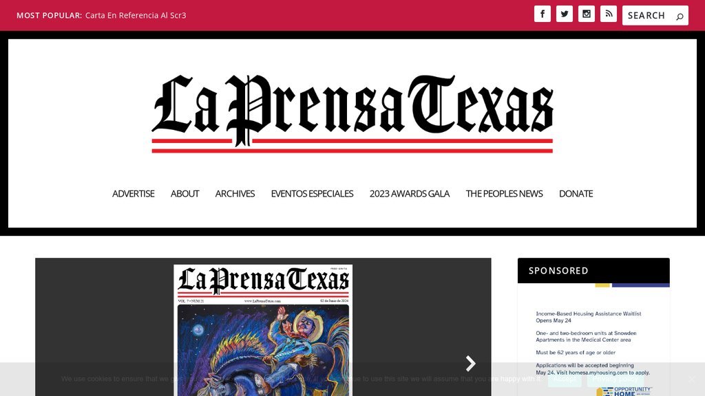 Screenshot of the La Prensa Texas website