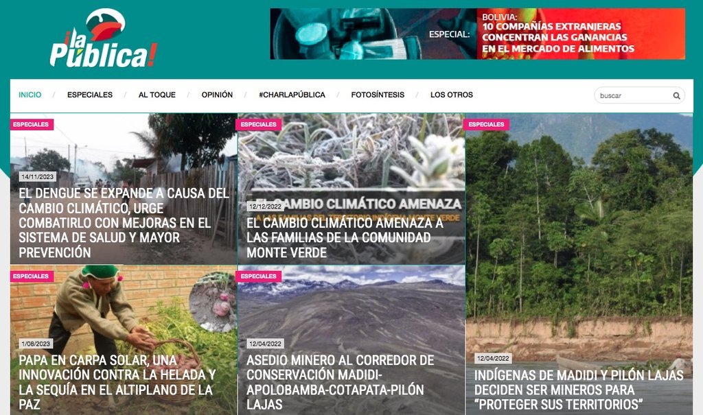 Screenshot of the La Publica website