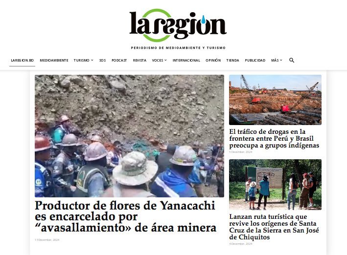 Screenshot of the La Region website