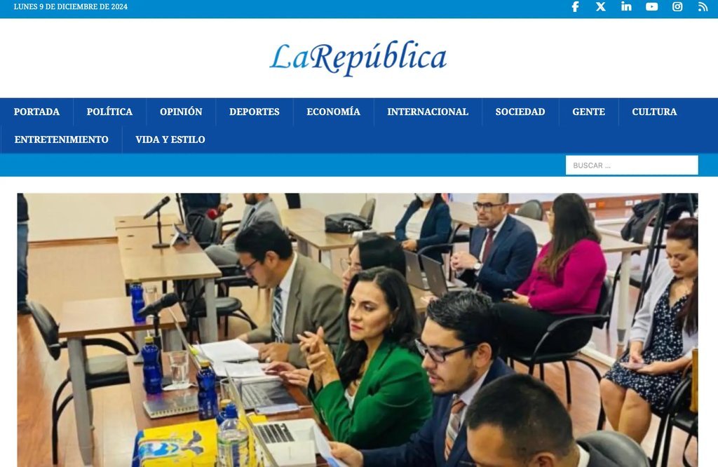 Screenshot of the La Republica website