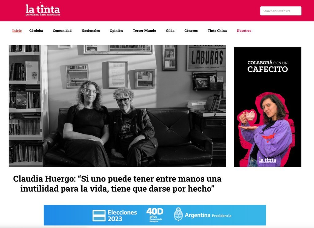 Screenshot of the La Tinta website