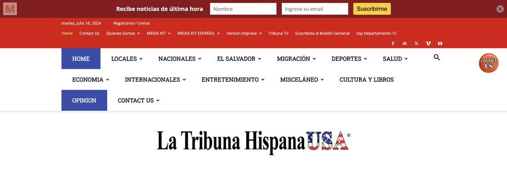 Screenshot of the La Tribuna Hispana website