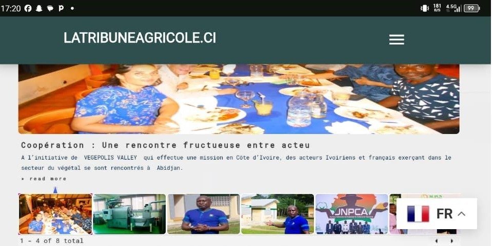 Screenshot of the La Tribune Agricole website