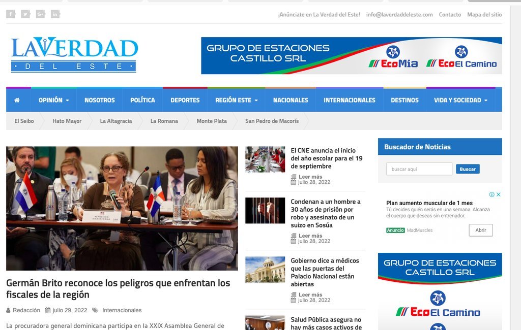 Screenshot of the La Verdad Del Este website