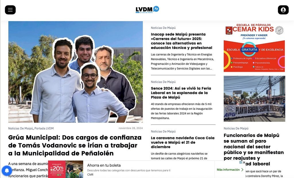 Screenshot of the La Voz De Maipu website
