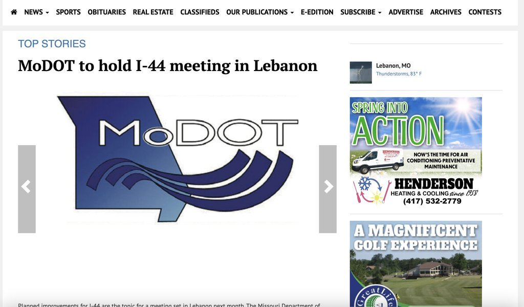 Screenshot of the Laclede County Record website