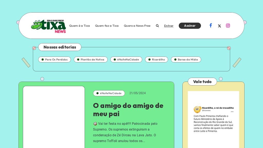 Screenshot of the Lagartixa Diária website