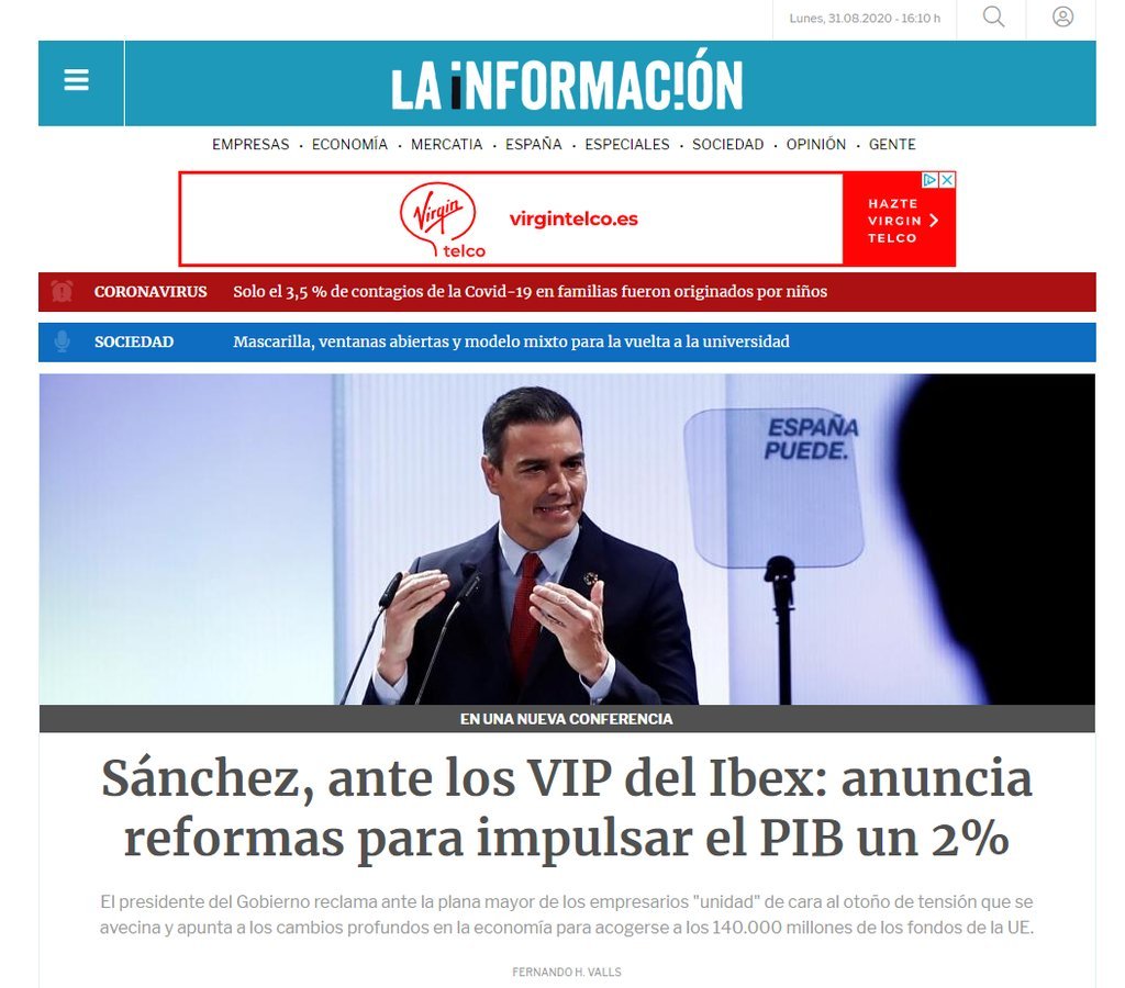 Screenshot of the Lainformacion.Com website