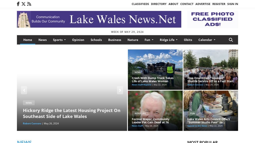 Screenshot of the LakeWalesNews.net website