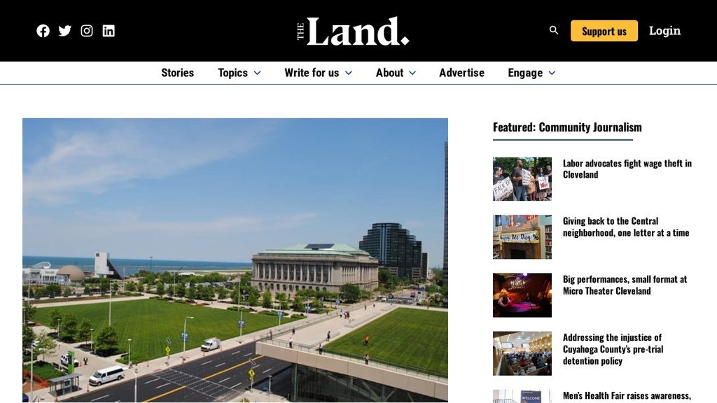 Screenshot of the The Land website