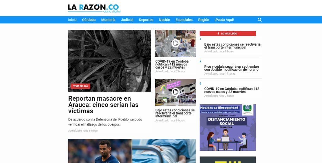 Screenshot of the Larazon.Co website