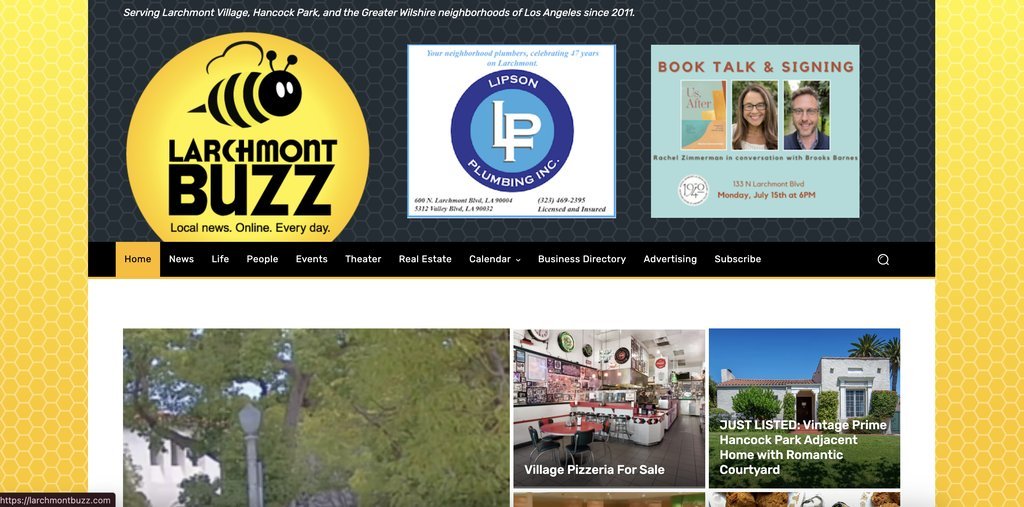 Screenshot of the Larchmont Buzz website