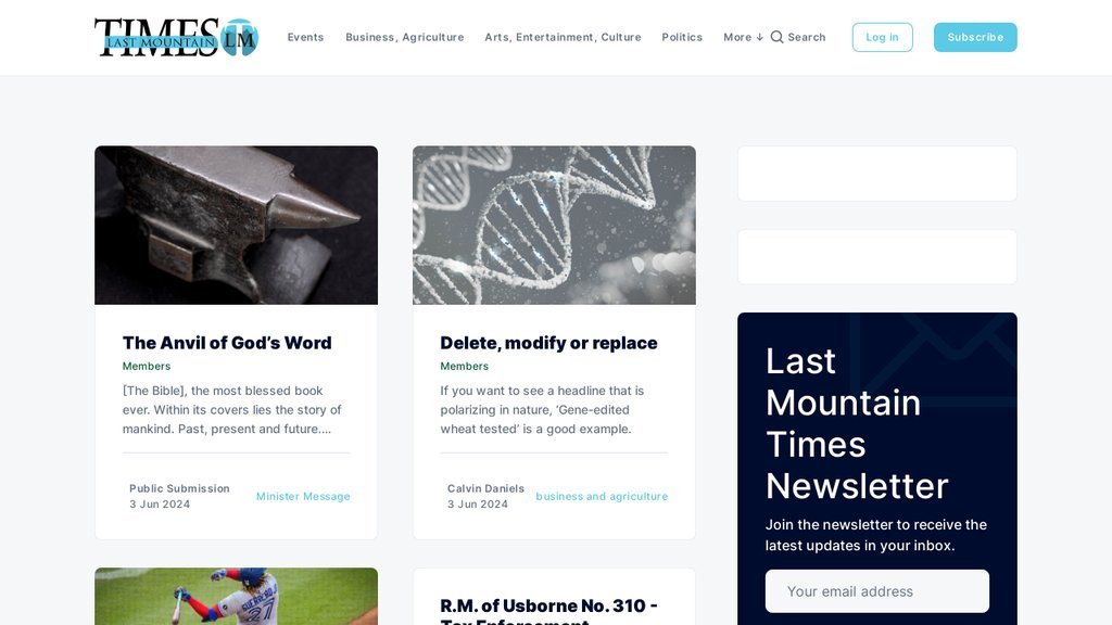 Screenshot of the Last Mountain Times website