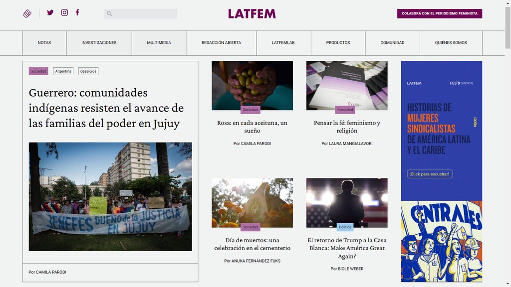 Screenshot of the Latfem website