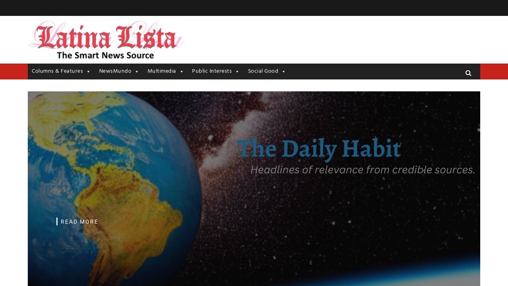 Screenshot of the Latina Lista website