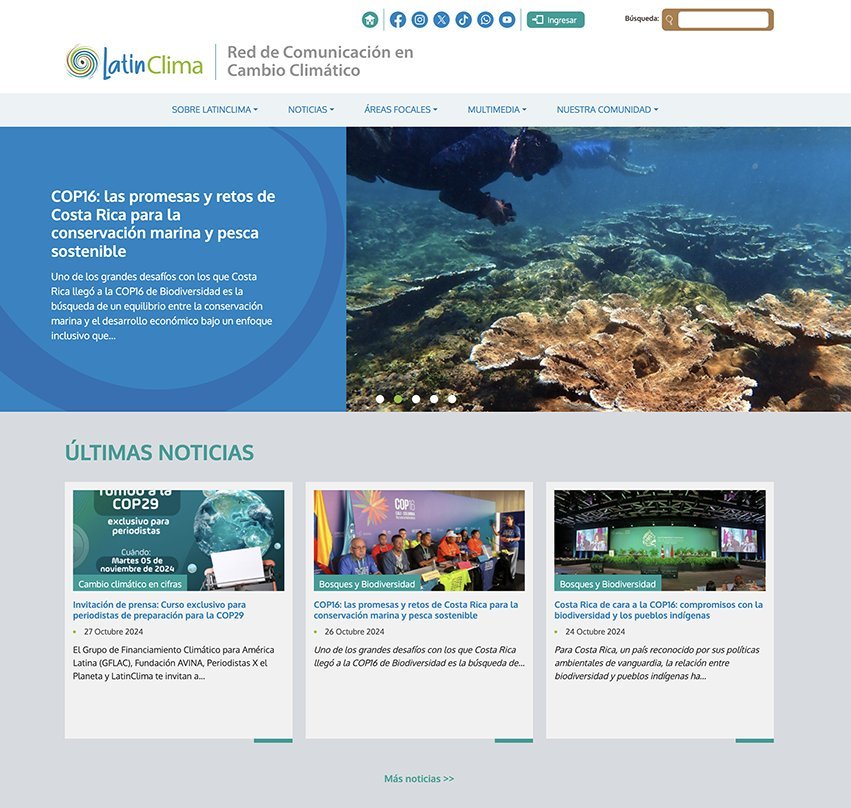 Screenshot of the Latinclima website