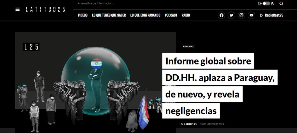 Screenshot of the Latitud 25 website