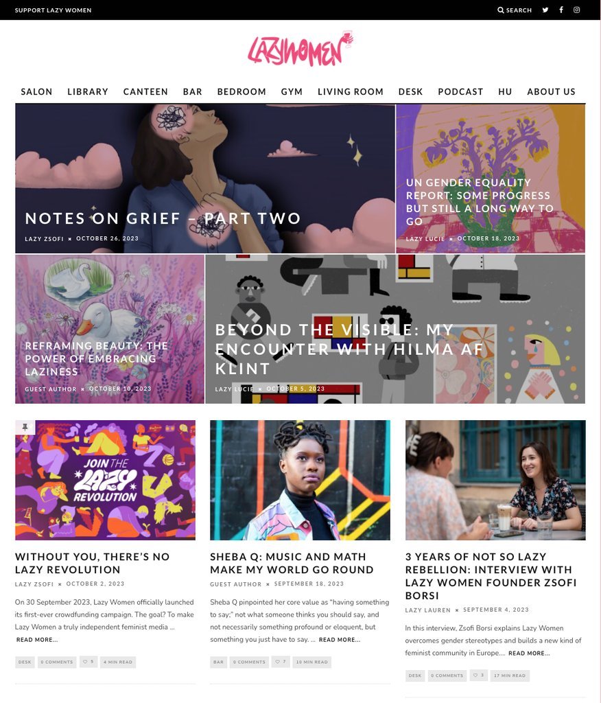 Screenshot of the Lazy Women website