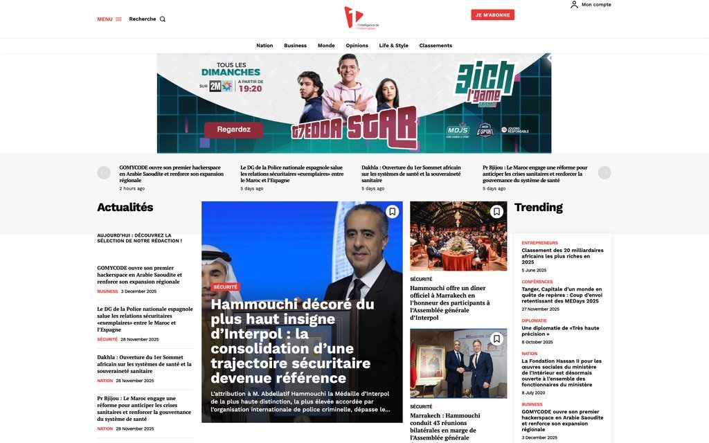 Screenshot of the Le 1 website