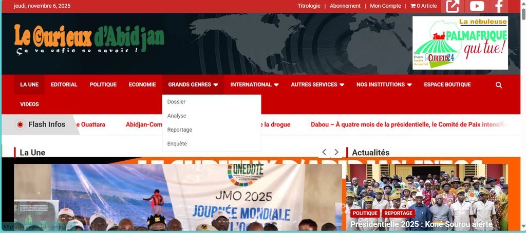 Screenshot of the Le curieux d'Abidjan website