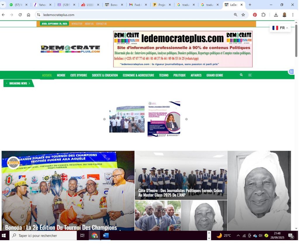 Screenshot of the Le democrate plus website