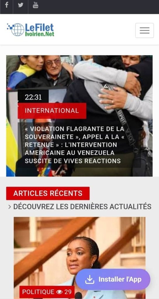 Screenshot of the Le Filet Ivoirien website