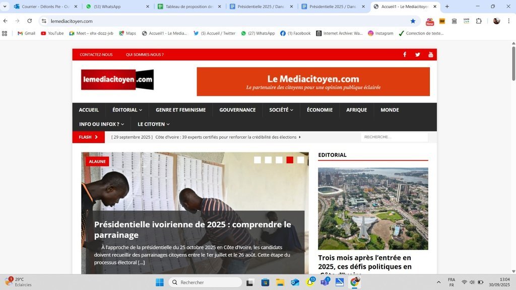 Screenshot of the Le Media citoyen website