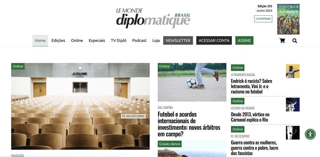 Screenshot of the Le Monde Diplomatique Brasil website