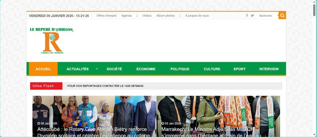 Screenshot of the Le Repère d'Abidjan website