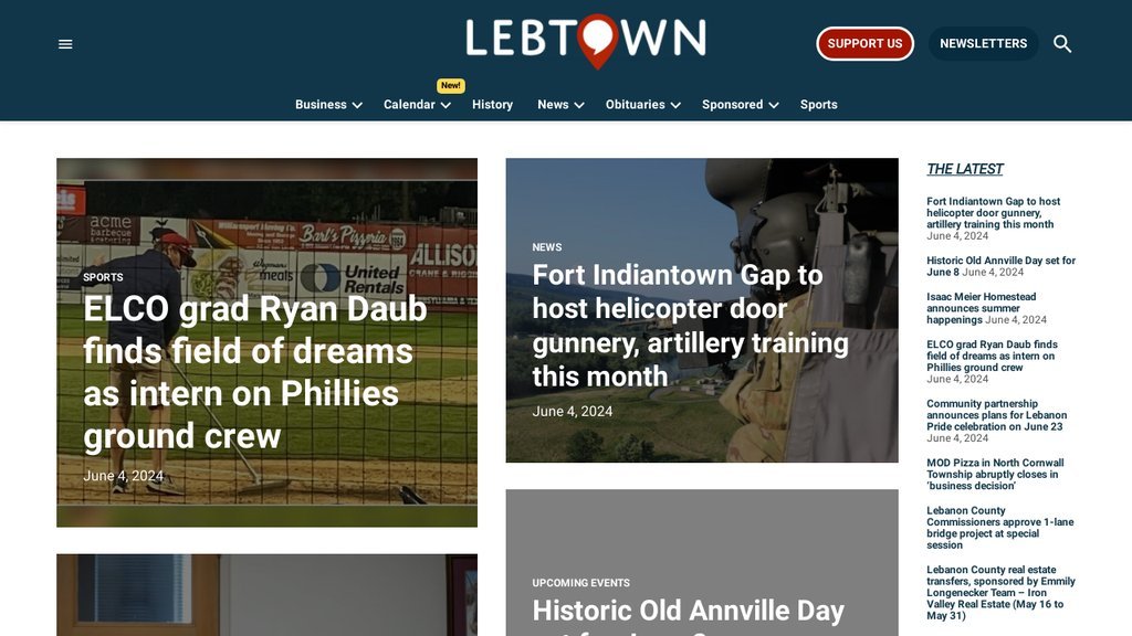 Screenshot of the LebTown website