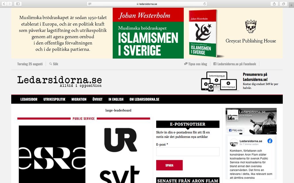 Screenshot of the Ledarsidorna.se website