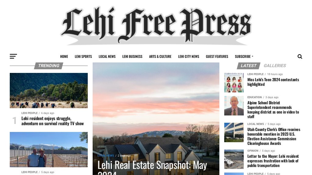 Screenshot of the Lehi Free Press website