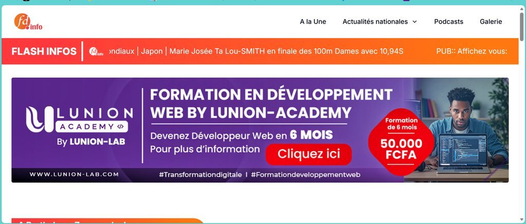 Screenshot of the “Les Lignes de” Fernand Dedeh website