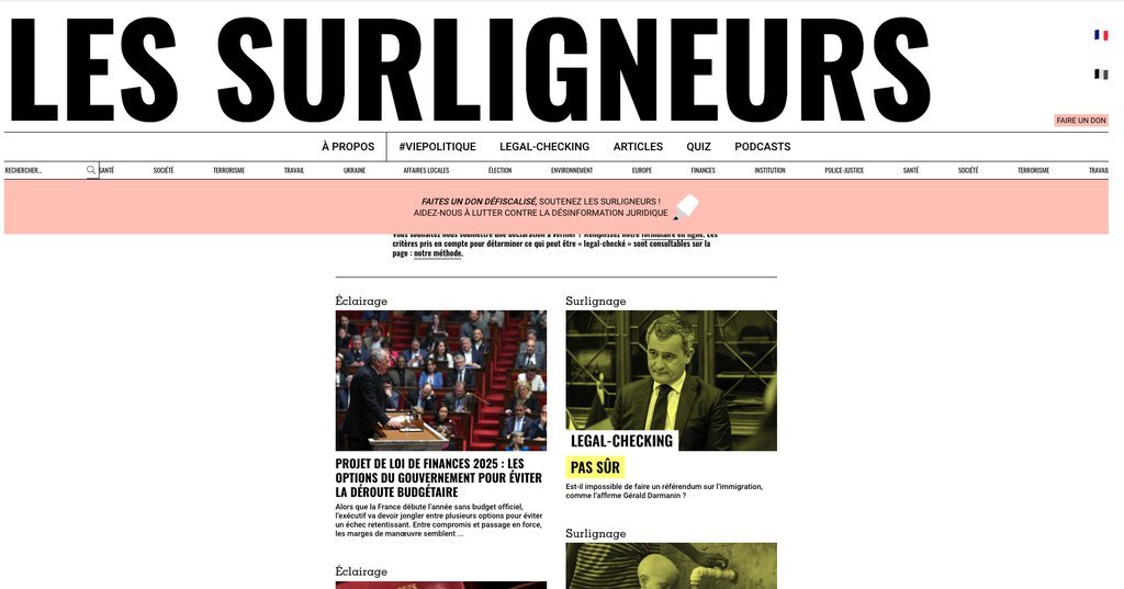 Screenshot of the Les Surligneurs website