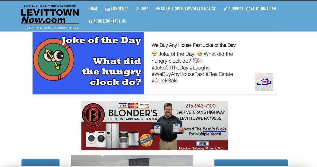 Screenshot of the LevittownNow.com website