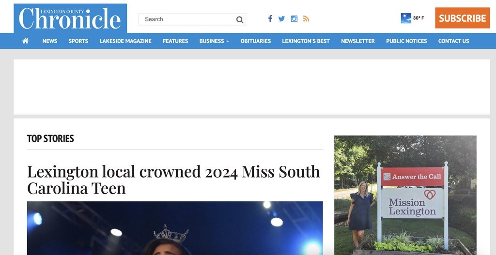 Screenshot of the Lexington County Chronicle website