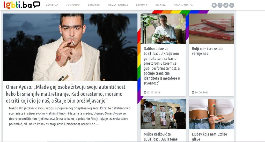Screenshot of the LGBTI.ba website