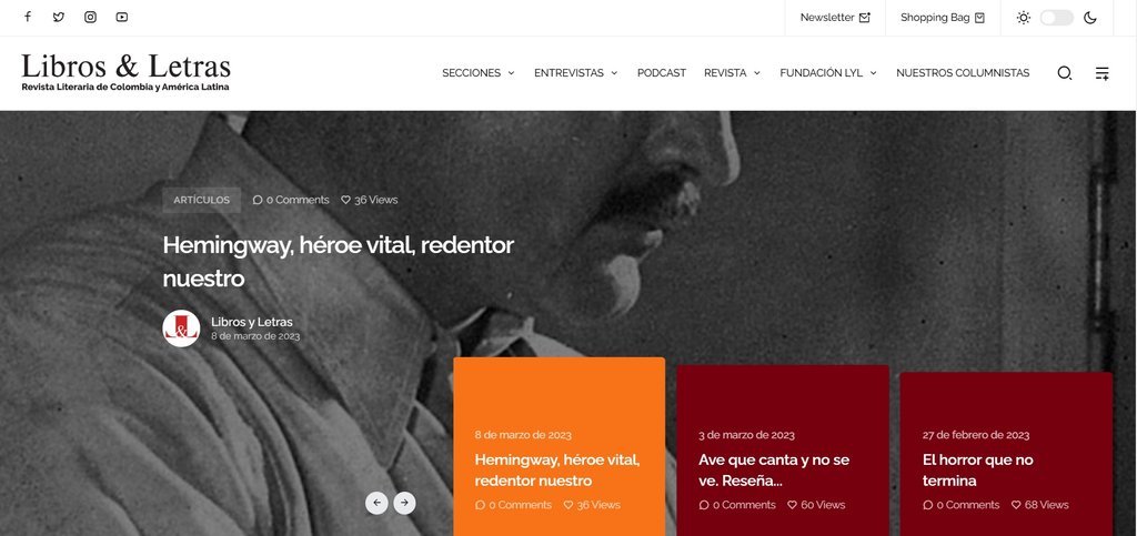Screenshot of the Libros Y Letras website