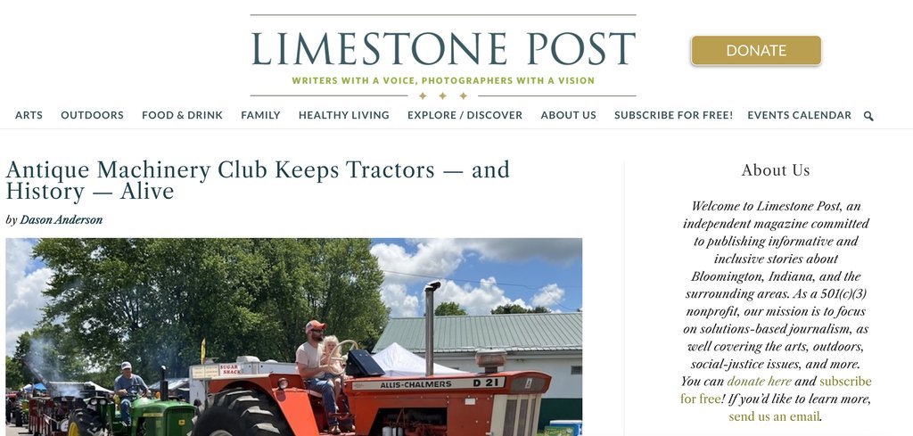 Screenshot of the Limestone Post Magazine website