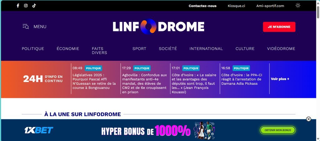 Screenshot of the Linfodrome website