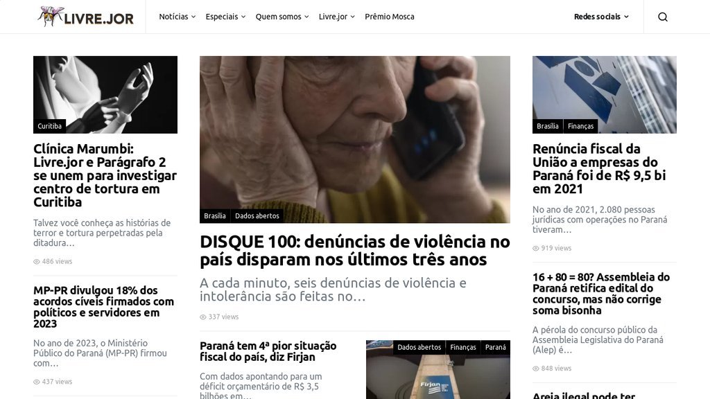 Screenshot of the Livre.jor website