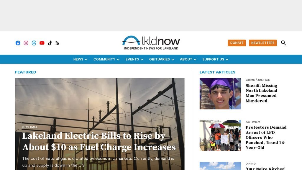 Screenshot of the LkldNow website