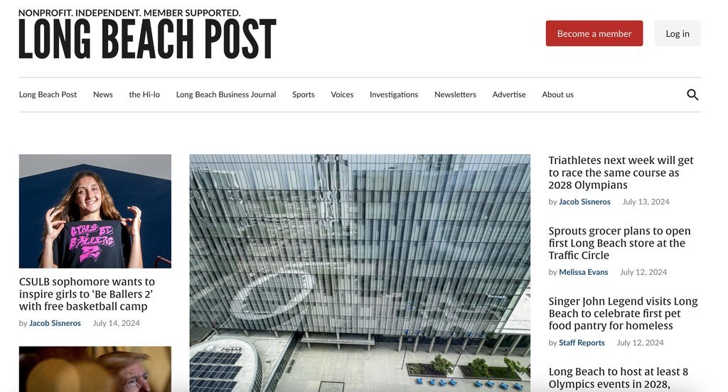 Screenshot of the Long Beach Post website