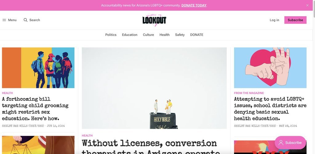 Screenshot of the LOOKOUT website