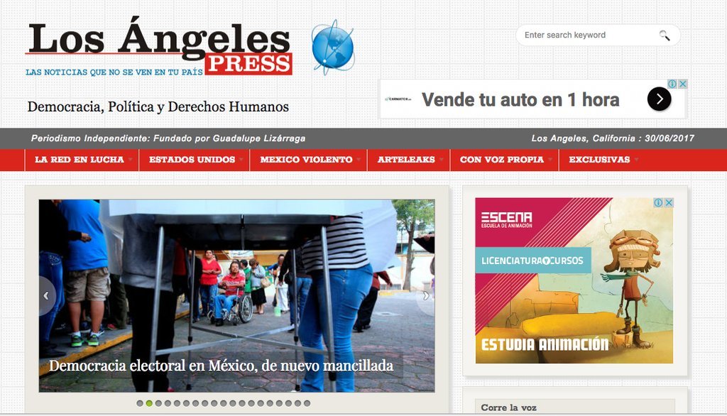 Screenshot of the Los Angeles Press website