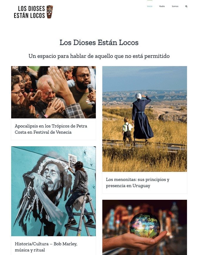 Screenshot of the Los Dioses Estan Locos website