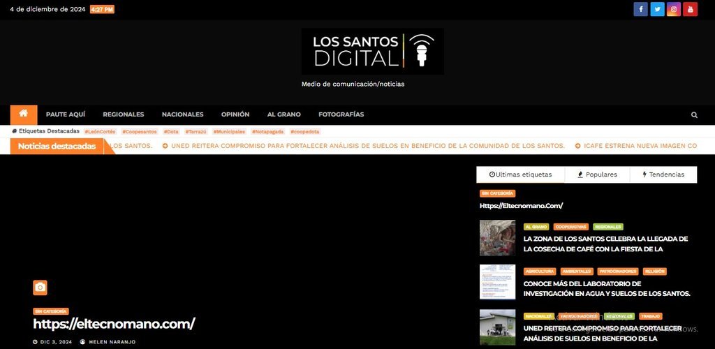 Screenshot of the los santos digital website